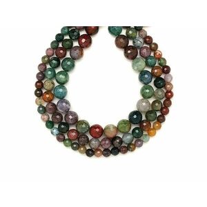 Achát indiai fazettált golyó 9-10mm – ékszerkészítő alapanyag (füzér) kép