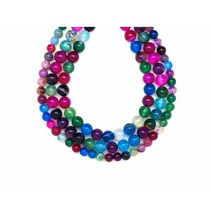 Achát szinezett sávos mix golyó 6mm – ékszerkészítő alapanyag (füzér) kép