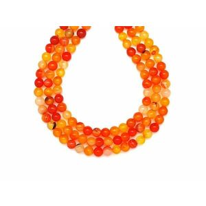 Achát szinezett sávos világos narancs golyó 6mm – ékszerkészítő alapanyag (füzér) kép