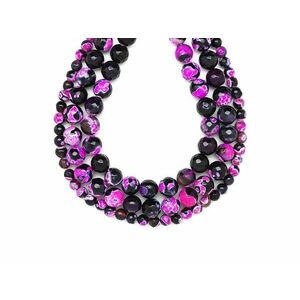 Achát tűz fazettált szin fekete lila golyó 10mm – ékszerkészítő alapanyag (füzér) kép