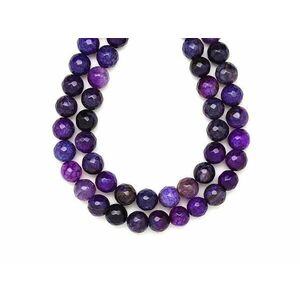 Achát tűz fazettált szinezett lila golyó 10mm – ékszerkészítő alapanyag (füzér) kép