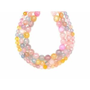 Achát tűz szinezett fazettált pasztell golyó 7-8mm – ékszerkészítő alapanyag (füzér) kép