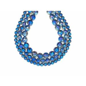 Aura kvarc fazettált háromszög kék golyó 8mm – ékszerkészítő alapanyag (füzér) kép