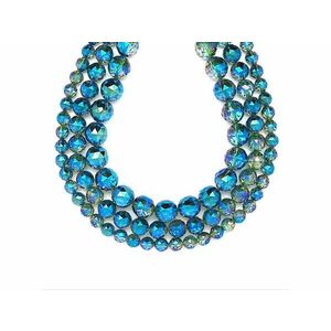 Aura kvarc fazettált háromszög zöld golyó 8mm – ékszerkészítő alapanyag (füzér) kép