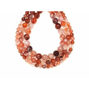 Hematoid kvarc vörös fazettált golyó 8-8, 5mm – ékszerkészítő alapanyag (füzér) kép