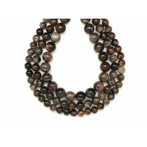 Holdkő sötét barna golyó 10-11mm – ékszerkészítő alapanyag (füzér) kép