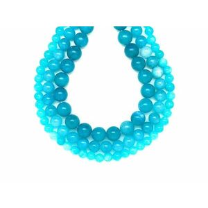 Jáde szinezett közép kékes zöld golyó 10-11mm – ékszerkészítő alapanyag (füzér) kép