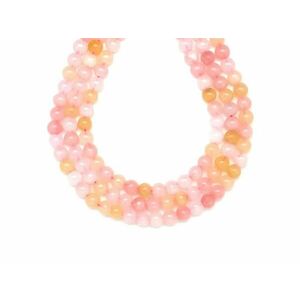 Jáde szinezett pink sárga golyó 6-7mm – ékszerkészítő alapanyag (füzér) kép