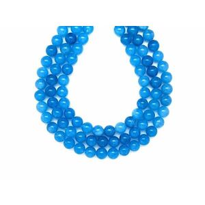 Jáde szinezett világos kék golyó 8mm – ékszerkészítő alapanyag (füzér) kép