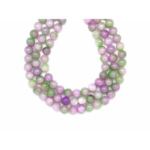 Jáde szinezett világos zöld lila golyó 8-9mm – ékszerkészítő alapanyag (füzér) kép