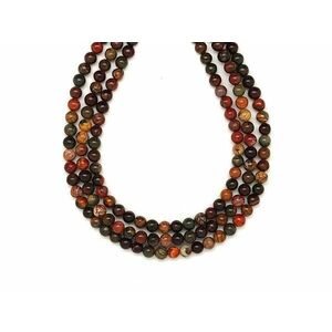 Jáspis polikróm sötét golyó 4mm – ékszerkészítő alapanyag (füzér) kép