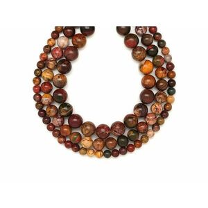 Jáspis polikróm sötét golyó 8-9mm – ékszerkészítő alapanyag (füzér) kép