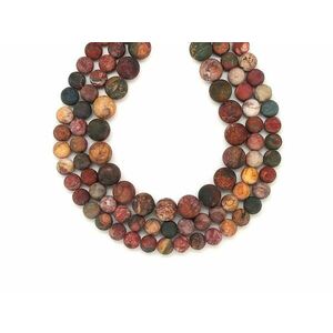 Jáspis polikróm sötét matt golyó 10-11mm – ékszerkészítő alapanyag (füzér) kép