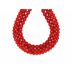 Korall szinezett fazettált vörös golyó 7mm – ékszerkészítő alapanyag (füzér) kép