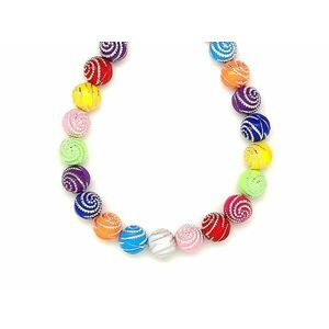 Műanyag spirál díszített színes golyó 9, 5mm – ékszerkészítő alapanyag (füzér) kép