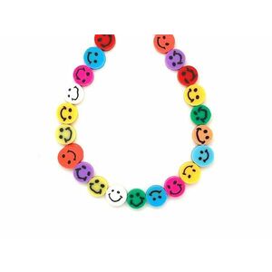 Műanyag színes mosolygós korong 8-9x4mm – ékszerkészítő alapanyag (füzér) kép