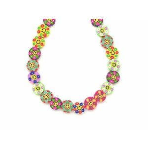 Műanyag vegyes mosolygós virág korong 9x4mm – ékszerkészítő alapanyag (füzér) kép