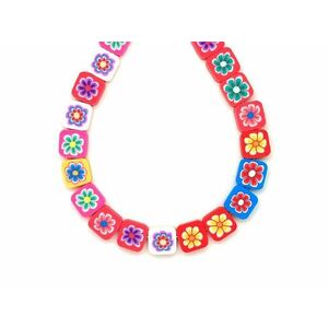 Műanyag vegyes virág négyzet 9, 5x4, 5mm – ékszerkészítő alapanyag (füzér) kép