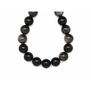 Obszidián ezüst golyó 14-15mm – ékszerkészítő alapanyag (füzér) kép