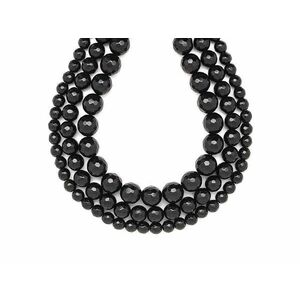 Obszidián fazettált golyó 8mm – ékszerkészítő alapanyag (füzér) kép