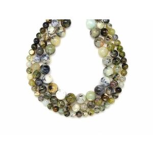 Opál zöld fehér golyó 7-8mm – ékszerkészítő alapanyag (füzér) kép