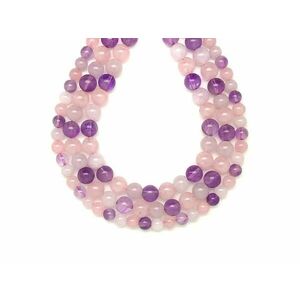 Rózsakvarc Ametiszt golyó 6-7mm – ékszerkészítő alapanyag (füzér) kép