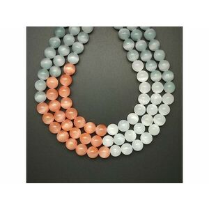 Szelenit szin fehér szürke narancs golyó 8, 5mm – ékszerkészítő alapanyag (füzér) kép