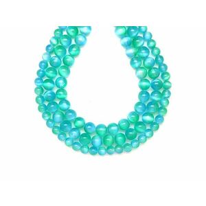 Szelenit szinezett zöld kék golyó 8, 5mm – ékszerkészítő alapanyag (füzér) kép