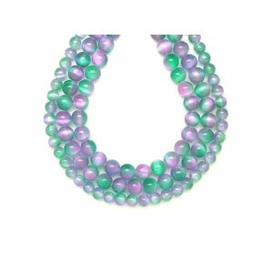 Szelenit szinezett zöld lila golyó 8, 5mm – ékszerkészítő alapanyag (füzér) kép