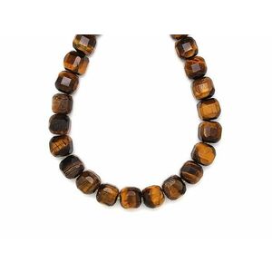 Tigrisszem fazettált kocka 8-9mm – ékszerkészítő alapanyag (füzér) kép