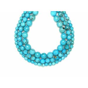 Türkenit fazettált golyó türkizkék 10mm – ékszerkészítő alapanyag (füzér) kép