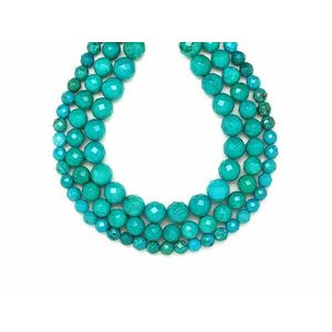 Türkenit fazettált golyó zöld 6-6, 5mm – ékszerkészítő alapanyag (füzér) kép