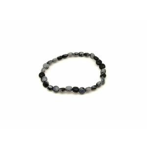 Obszidián hópehely fazettált korong karkötő 6x4mm kép