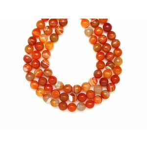 Achát faz szin villágos sávos golyó 10mm – ékszerkészítő alapanyag (füzér) kép