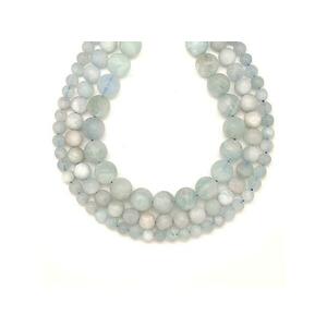 Akvamarin matt golyó 6mm – ékszerkészítő alapanyag (füzér) kép