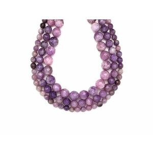 Lepidolit fazettált világos golyó 10-11mm – ékszerkészítő alapanyag (füzér) kép