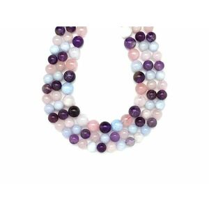 Multi Akvamarin Ametiszt Rózsakvarc golyó 10-11mm – ékszerkészítő alapanyag (füzér) kép