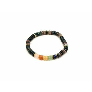 Achát indiai ásvány karkötő 5 korong köves díszítéssel 6×2 mm kép