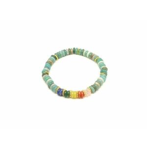 Amazonit ásvány karkötő 5 korong köves díszítéssel 6×2 mm kép