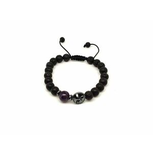 Bazalt életfa karkötő Ametiszt gyönggyel 8 mm kép