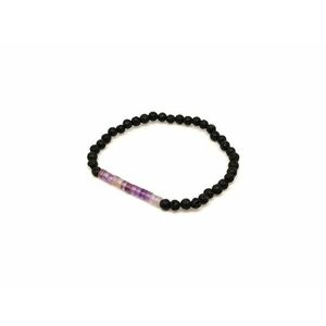 Bazalt ametiszt golyó korong karkötő 4–5 mm kép