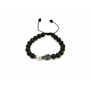 Bazalt életfa karkötő Howlit gyönggyel 8 mm kép