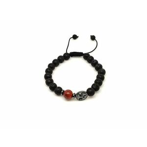 Bazalt életfa karkötő Vörös Jáspis gyönggyel 8 mm kép