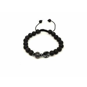 Bazalt életfa karkötő Larvikit gyönggyel 8 mm kép