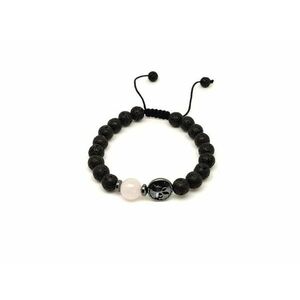 Bazalt életfa karkötő Rózsakvarc gyönggyel 8 mm kép