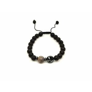 Bazalt életfa karkötő Szerpentin gyönggyel 8 mm kép
