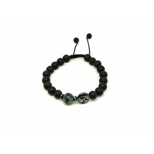 Bazalt életfa karkötő Afrikai Türkiz gyönggyel 8 mm kép