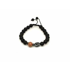 Bazalt életfa karkötő Unakit gyönggyel 8 mm kép