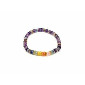 Fluorit ásvány karkötő 5 korong köves díszítéssel 6×2 mm kép