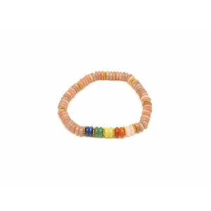 Holdkő barack árnyalatú ásvány karkötő 5 korong köves díszítéssel 6×2 mm kép